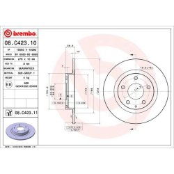 Brake Disc BREMBO 08.C423.11 OE Ref GV9B26251A