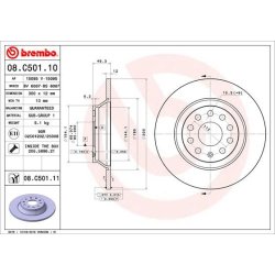 Brake Disc BREMBO 08.C501.11 OE Ref 3Q0615601A
