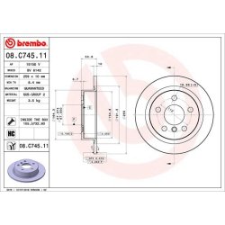 Disque de frein BREMBO 08.C745.11 pour MINI MINI OE 34216799383