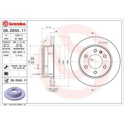Brake Disc BREMBO 08.D045.11 OE Ref 910423020007