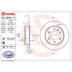 Brake Disc BREMBO 08.D046.11 OE Ref 910423210007