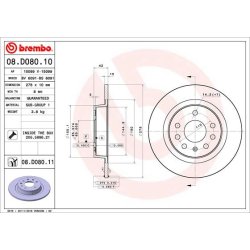 Brake Disc BREMBO 08.D080.11 OE Ref 93184247