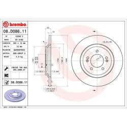 Brake Disc BREMBO 08.D086.11 OE Ref 58411S0300