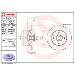 Brake Disc BREMBO 08.D205.17 OE Ref 1623835180