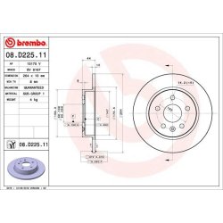 Brake Disc BREMBO 08.D225.11 OE Ref 13514611