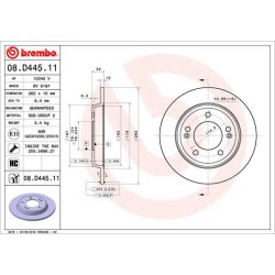 Brake Disc BREMBO 08.D445.11 OE Ref 58411G2300