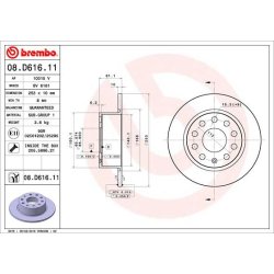 Brake Disc BREMBO 08.D616.11 OE Ref 5QD615601B