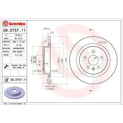 Brake Disc BREMBO 08.D757.11 OE Ref 13515914
