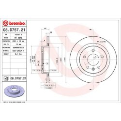 Brake Disc BREMBO 08.D757.21 OE Ref 13517857
