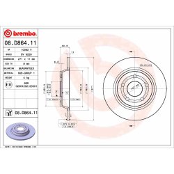 Brake Disc BREMBO 08.D864.11 OE Ref JX612A315AEA