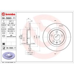 Brake Disc BREMBO 08.D893.11 OE Ref 314714760