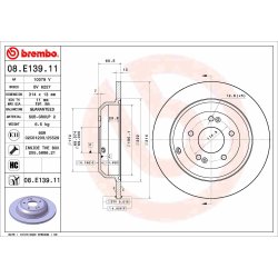 Brake Disc BREMBO 08.E139.11 OE Ref 584112M000