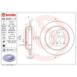 Brake Disc BREMBO 08.R101.11 OE Ref 1644231212
