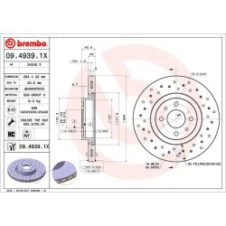 Brake Disc BREMBO 09.4939.1X OE Ref 46455892