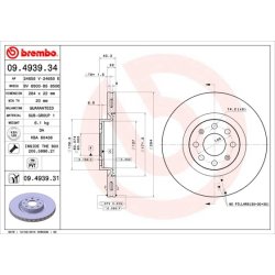 Brake Disc BREMBO 09.4939.31 OE Ref 55700923