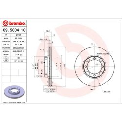 Brake Disc BREMBO 09.5004.10 OE Ref 5171221350
