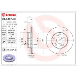 Brake Disc BREMBO 09.5457.31 OE Ref 45251SNA000