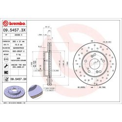 Brake Disc BREMBO 09.5457.3X OE Ref 45251SNA000