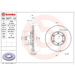 Brake Disc BREMBO 09.5577.10 OE Ref 18027898