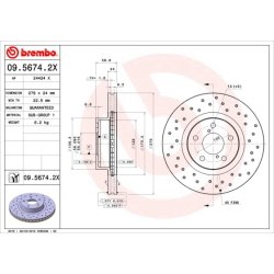 Brake Disc BREMBO 09.5674.2X OE Ref 26300AE00B
