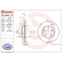 Brake Disc BREMBO 09.5844.10 OE Ref 4351220470