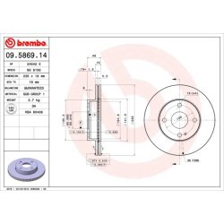 Brake Disc BREMBO 09.5869.14 OE Ref B25Y3325XB