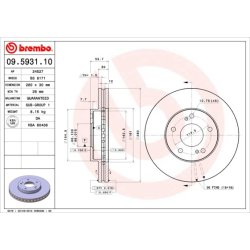 Brake Disc BREMBO 09.5931.10 OE Ref 4020604U02