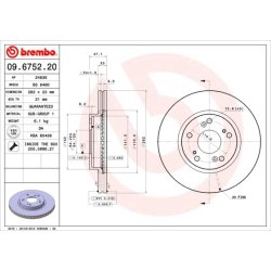 Brake Disc BREMBO 09.6752.20 OE Ref 45251SCAE00