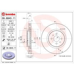 Brake Disc BREMBO 09.6843.11 OE Ref 46479532