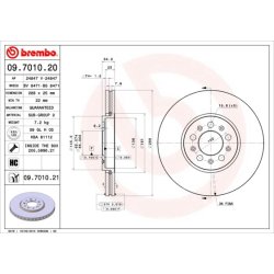 Brake Disc BREMBO 09.7010.21 OE Ref 1J0615301C