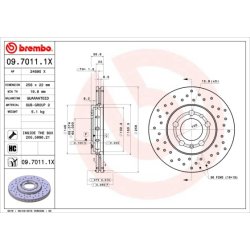 Brake Disc BREMBO 09.7011.1X OE Ref 1J0615301L