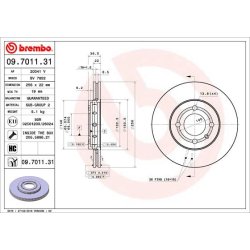 Brake Disc BREMBO 09.7011.31 OE Ref 1S0615301M