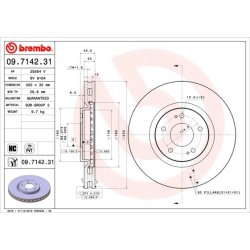 Brake Disc BREMBO 09.7142.31 OE Ref MR370723