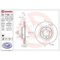 Brake Disc BREMBO 09.7196.11 OE Ref 8E0615301D
