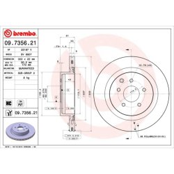 Brake Disc BREMBO 09.7356.21 OE Ref 43206AA301