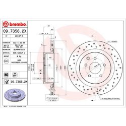 Brake Disc BREMBO 09.7356.2X OE Ref 43206AA301