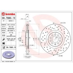 Brake Disc BREMBO 09.7880.1X OE Ref 8N0615301A