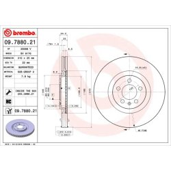 Brake Disc BREMBO 09.7880.21 OE Ref 6R0615301E
