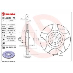 Brake Disc BREMBO 09.7880.75 OE Ref 8N0615301A