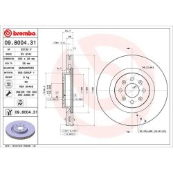 Brake Disc BREMBO 09.8004.31 OE Ref 51822457