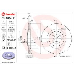 Brake Disc BREMBO 09.8004.41 OE Ref 51813785