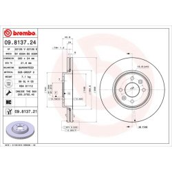 Disque de frein BREMBO 09.8137.21 pour DACIA, RENAULT, OE 7701205230