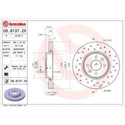 Disque de frein BREMBO 09.8137.2X pour DACIA, RENAULT, OE 7701205230