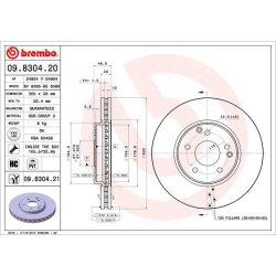 Brake Disc BREMBO 09.8304.21 OE Ref A2034210512