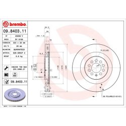 Brake Disc BREMBO 09.8403.11 OE Ref 1ML615301
