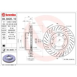 Brake Disc BREMBO 09.8420.11 OE Ref 99335104301
