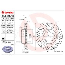 Brake Disc BREMBO 09.8421.11 OE Ref 99335104401