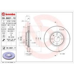 Brake Disc BREMBO 09.8601.11 OE Ref 9127967