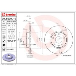 Brake Disc BREMBO 09.8609.11 OE Ref SDB101070