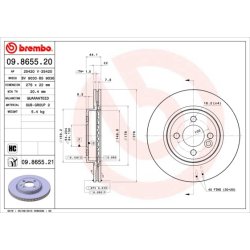 Brake Disc BREMBO 09.8655.21 OE Ref 34116774984